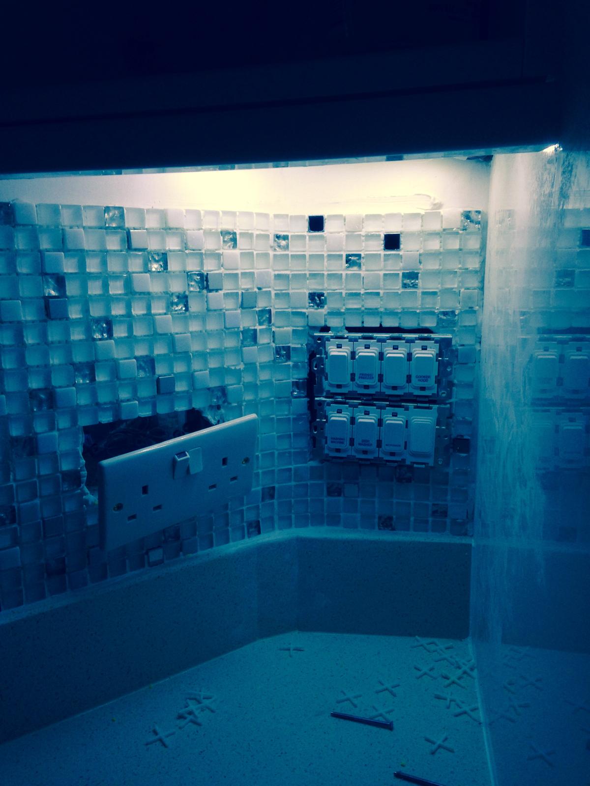 Plugs to be moved out for mosaic tile installation for a local kitchen project