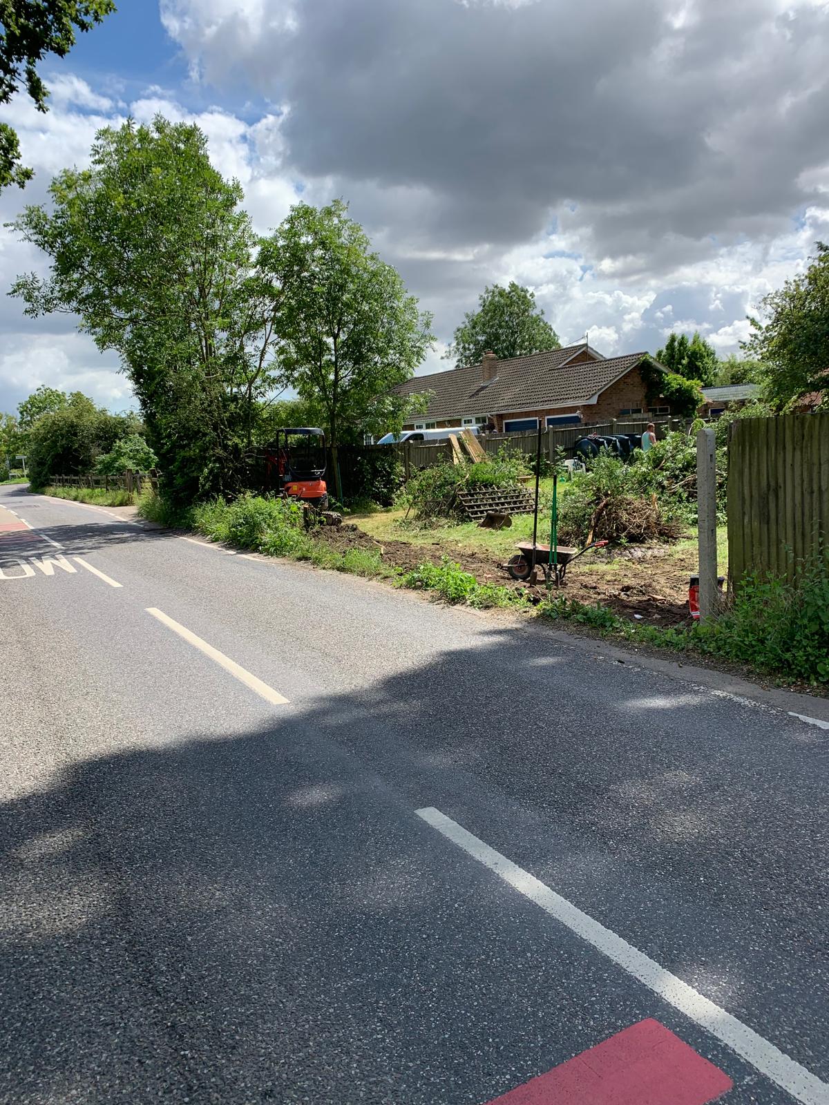 Preparation for fencing to be installed on a local landscaping project