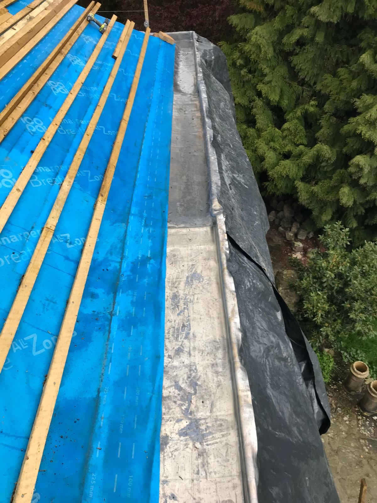 Roof and lead installation on an extension project in Kent