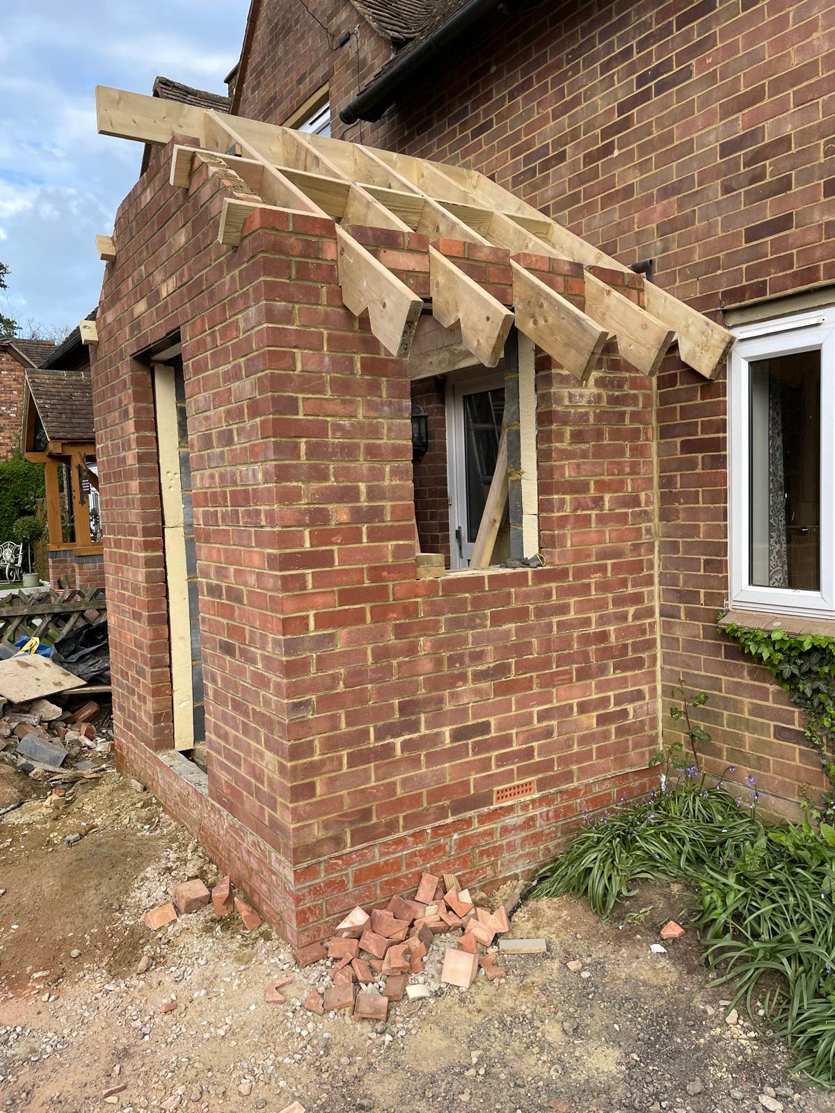 Roof installation on a porch extension project in Kent
