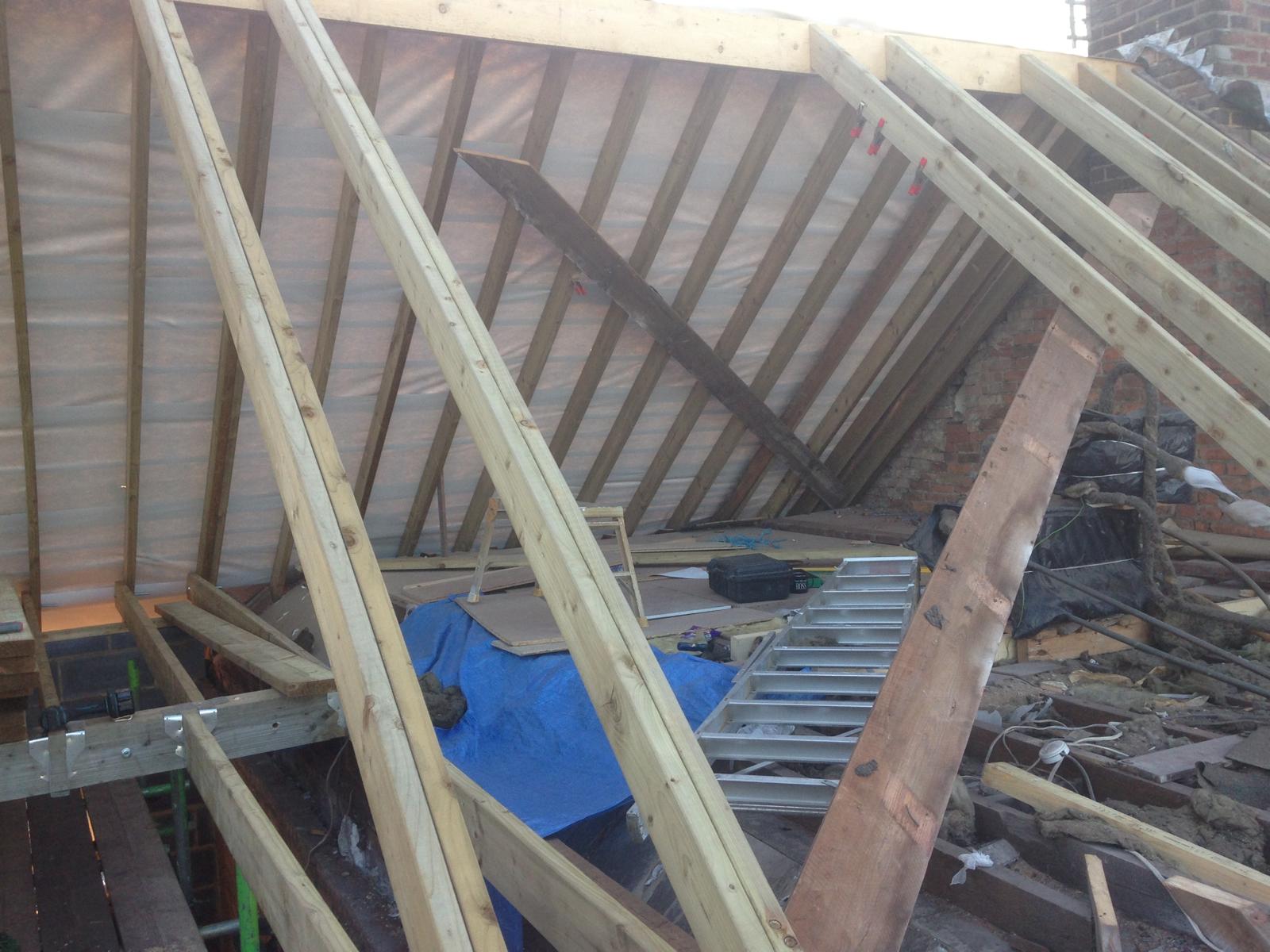 Roof installation in progress