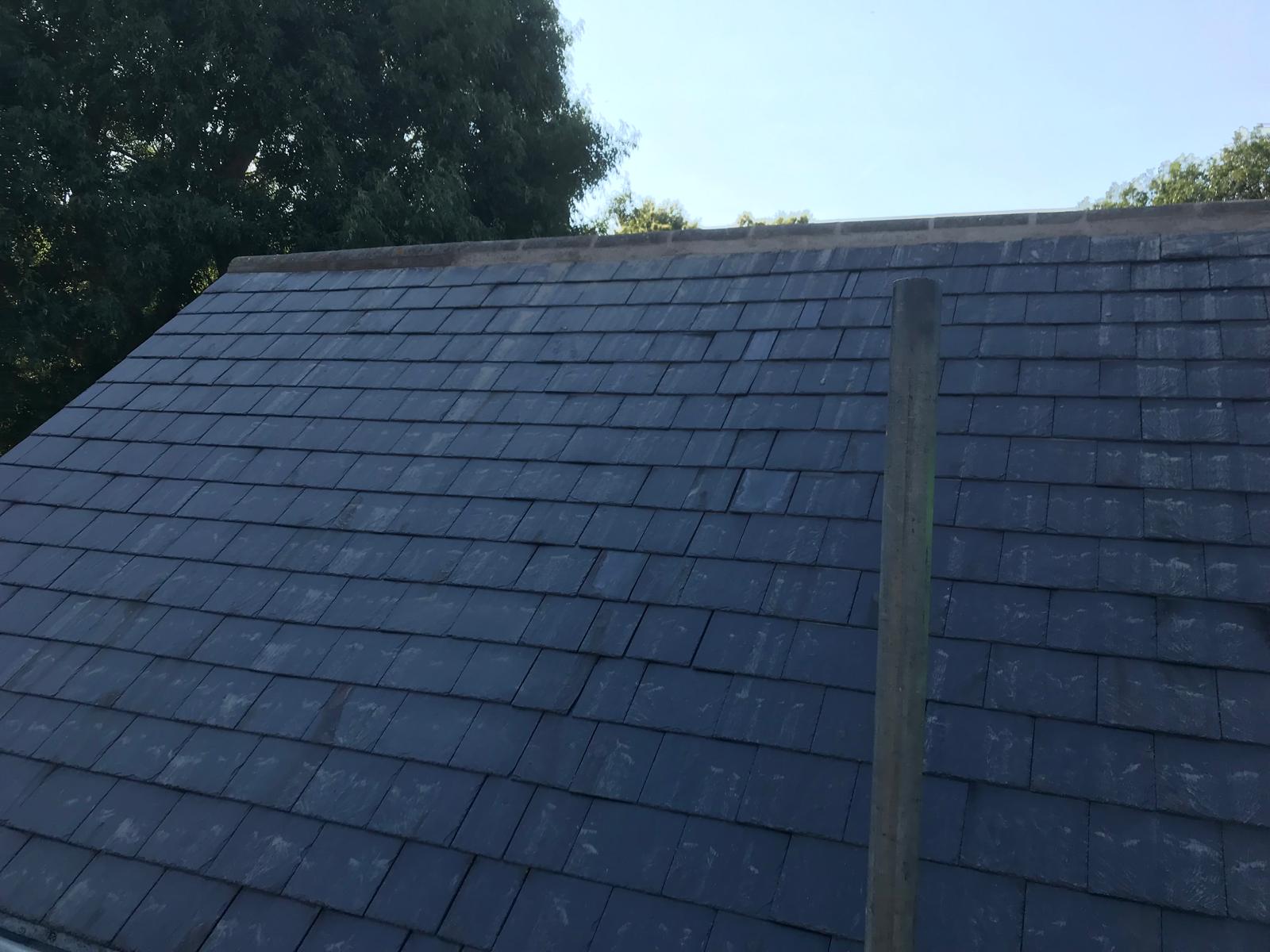 Roof project with slate roof tiles installed
