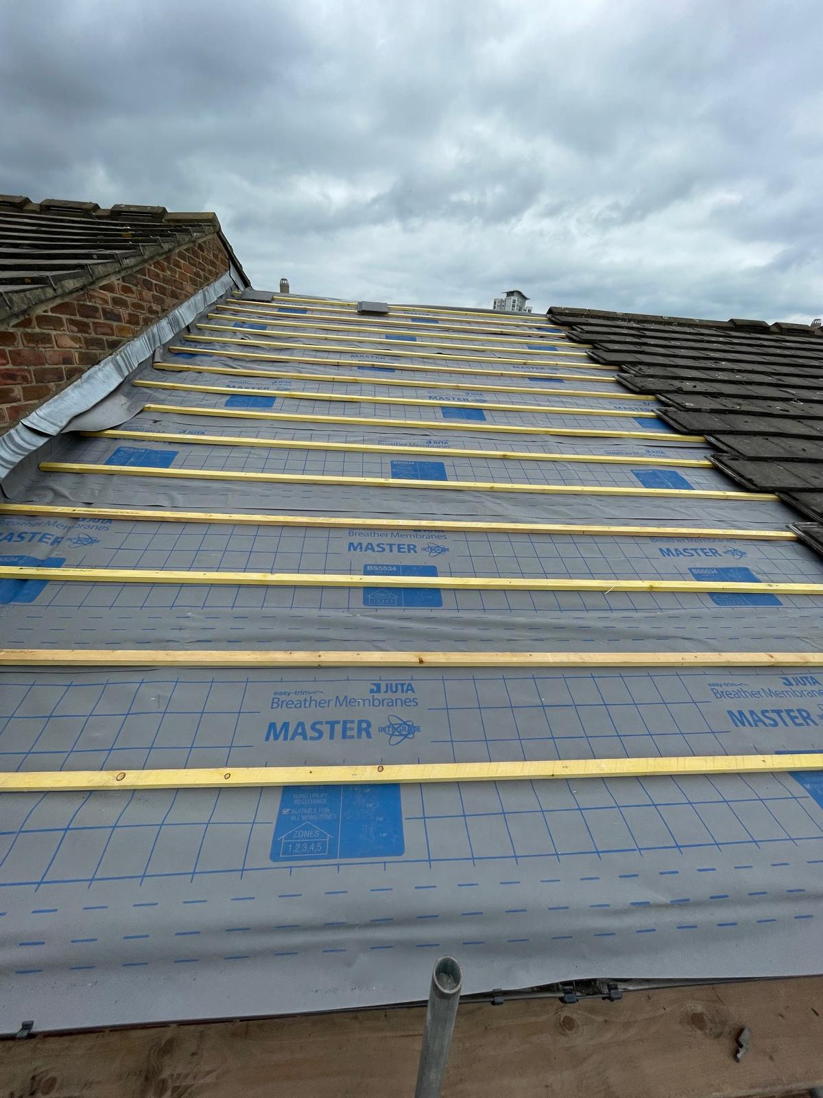 Roof repair on a local roofing project in Kent