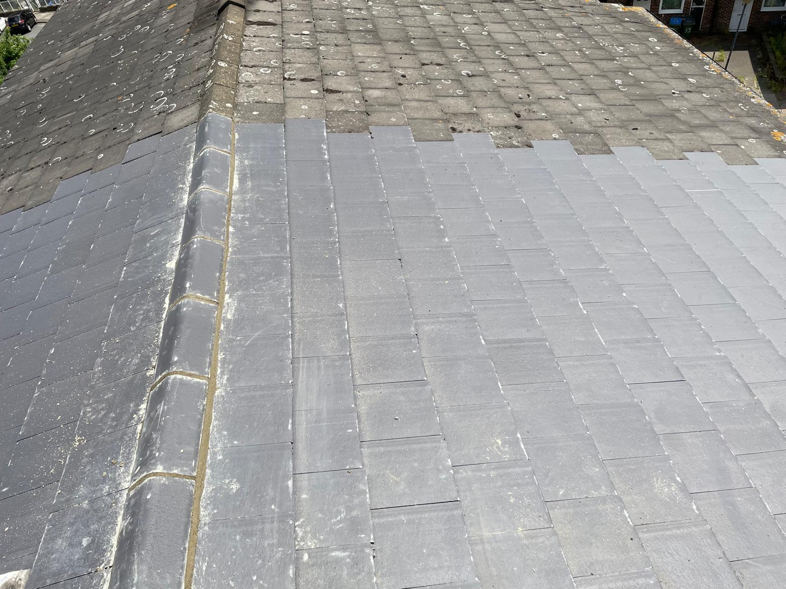 Roof tile installation on a roof repair project in Kent