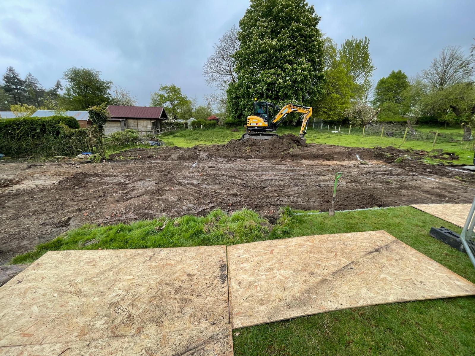 Side view of dig out for swimming pool
