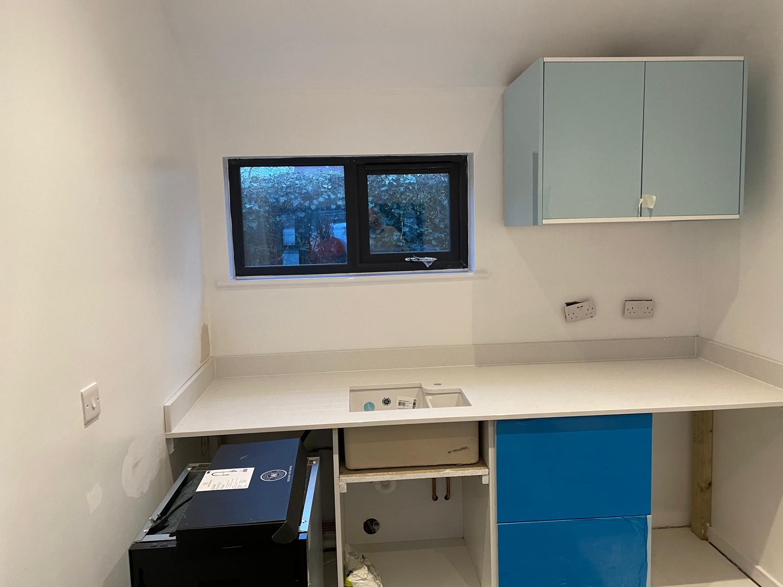 Sink and worktop installed on a conversion project