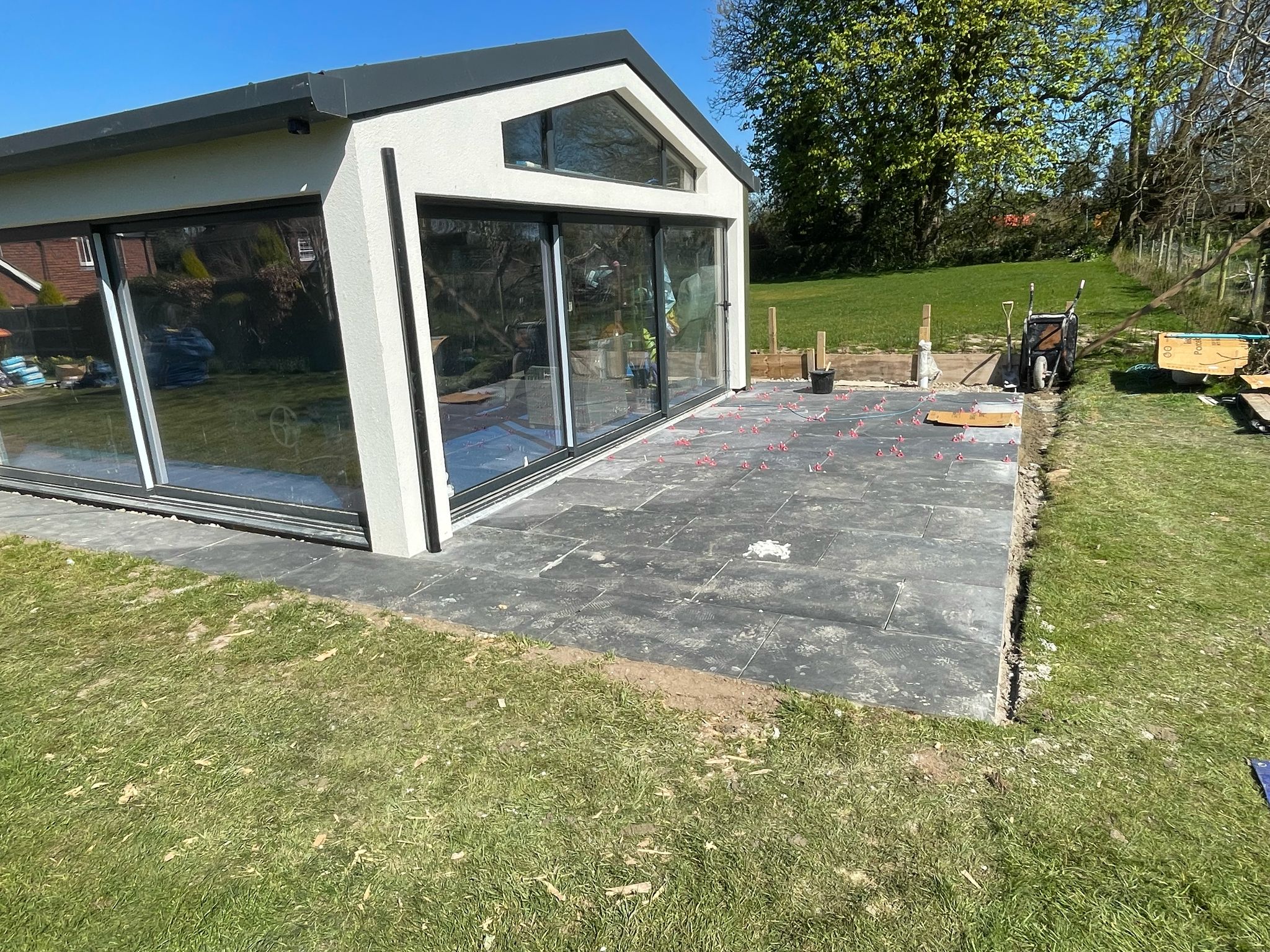 Slabs nearly complete outside the swimming pool building