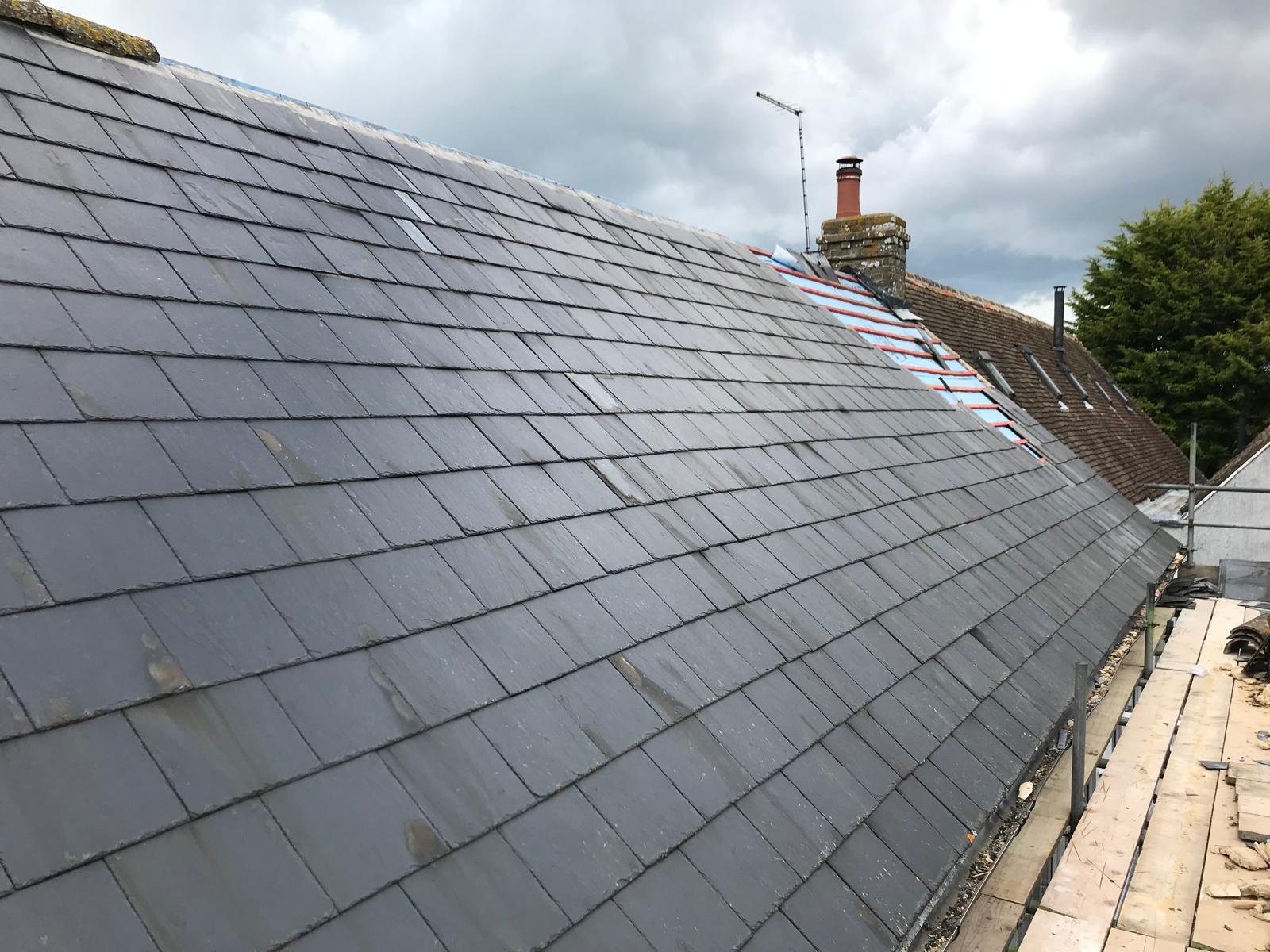 Slate roof tile installation project in Kent