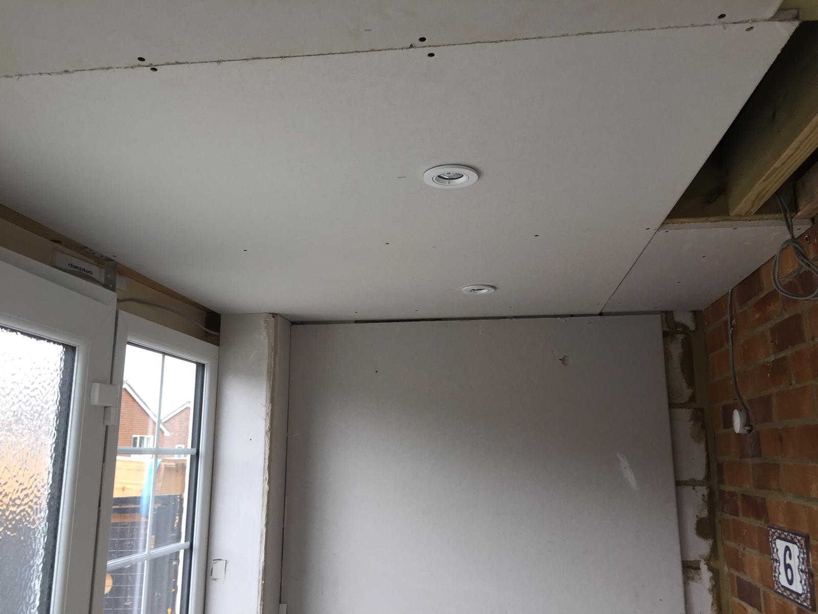 Spot light installation on porch extension project