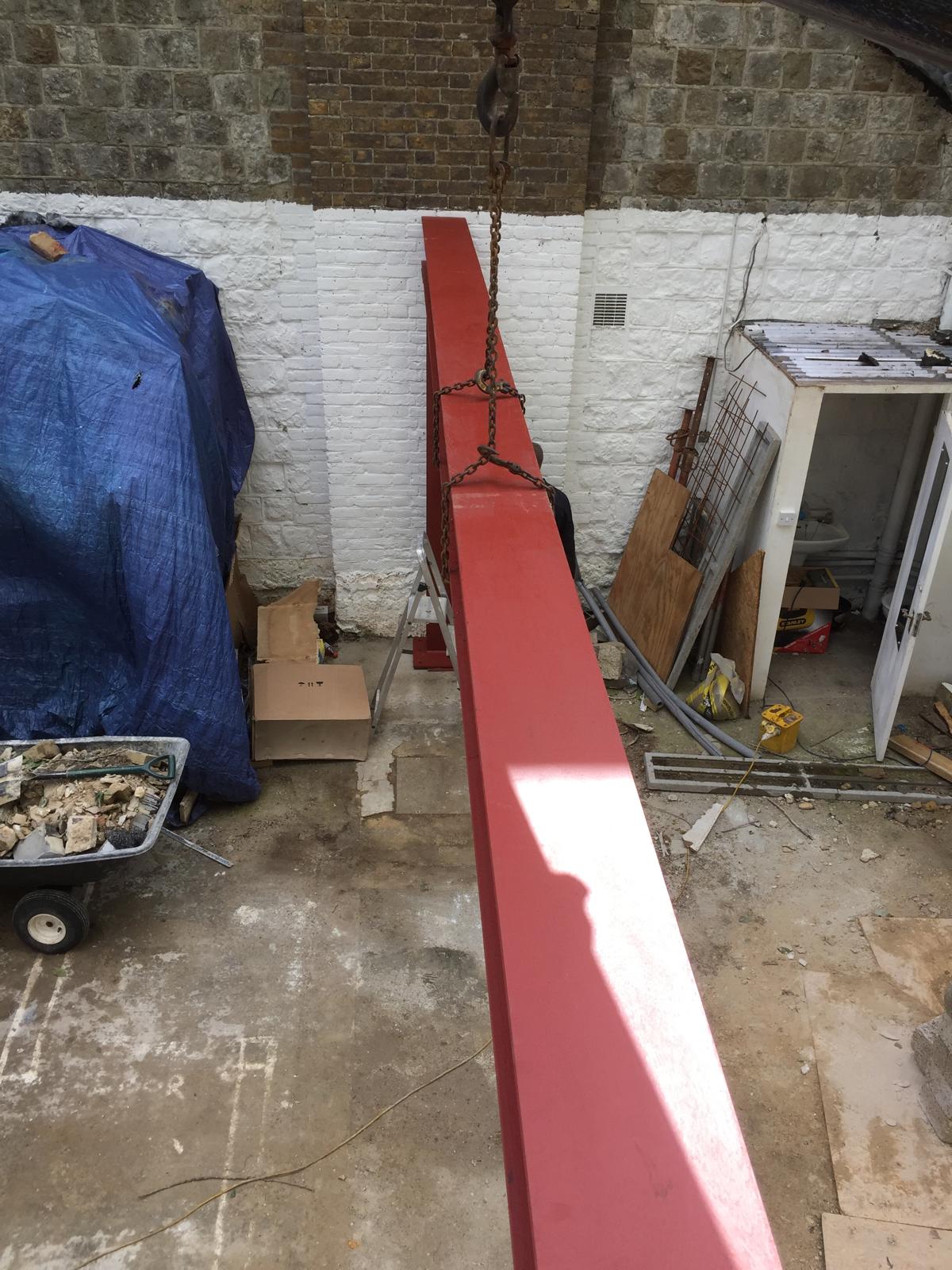 Steels being craned in on an extension project in Kent