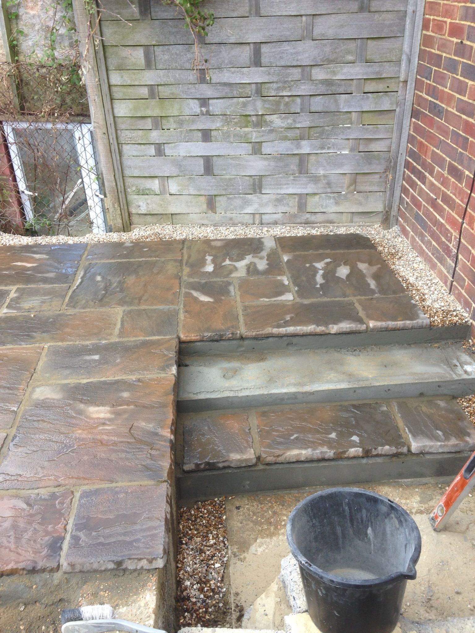 Step area of patio installation