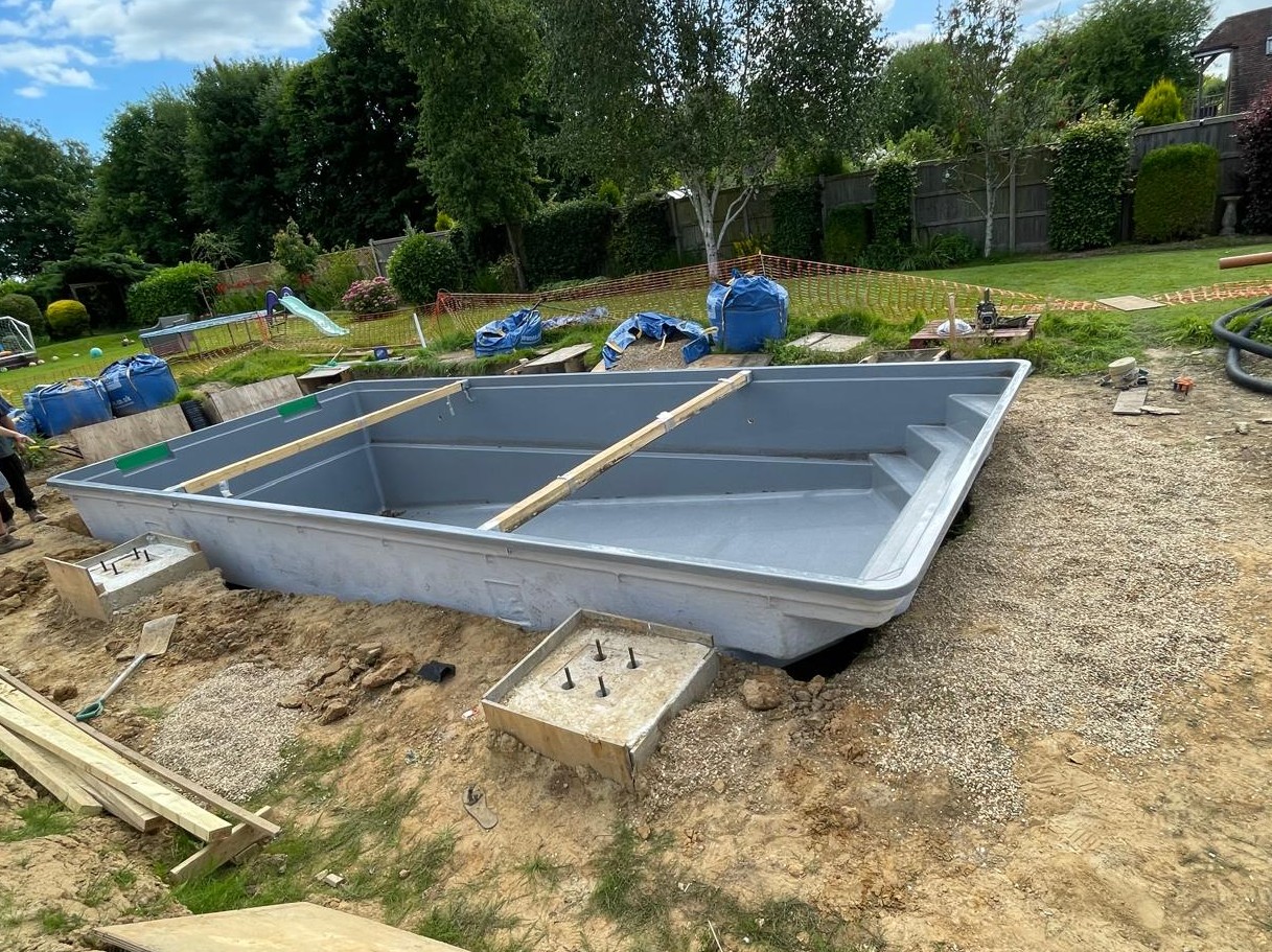 Swimming pool liner in place