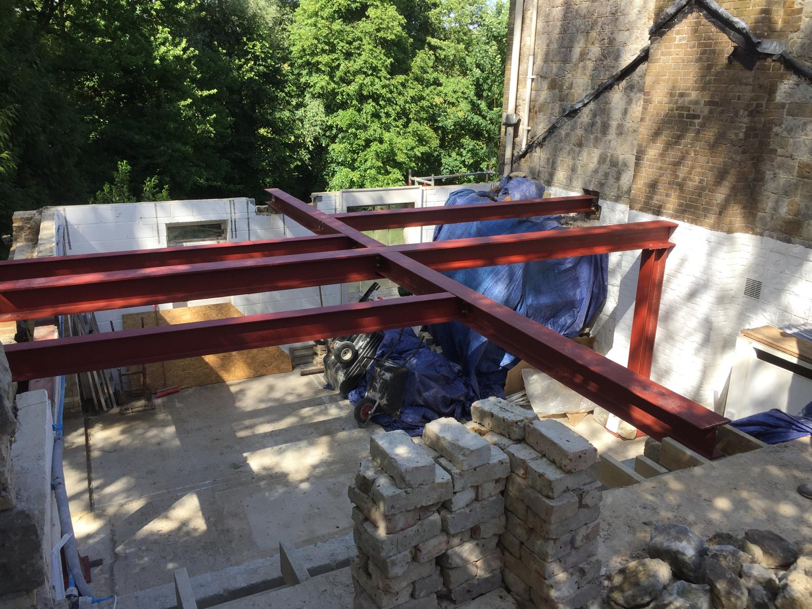 Top view of steel installation on extension project