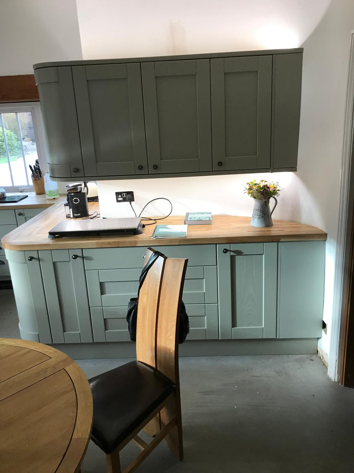 Under cupboard lighting installation on kitchen extension