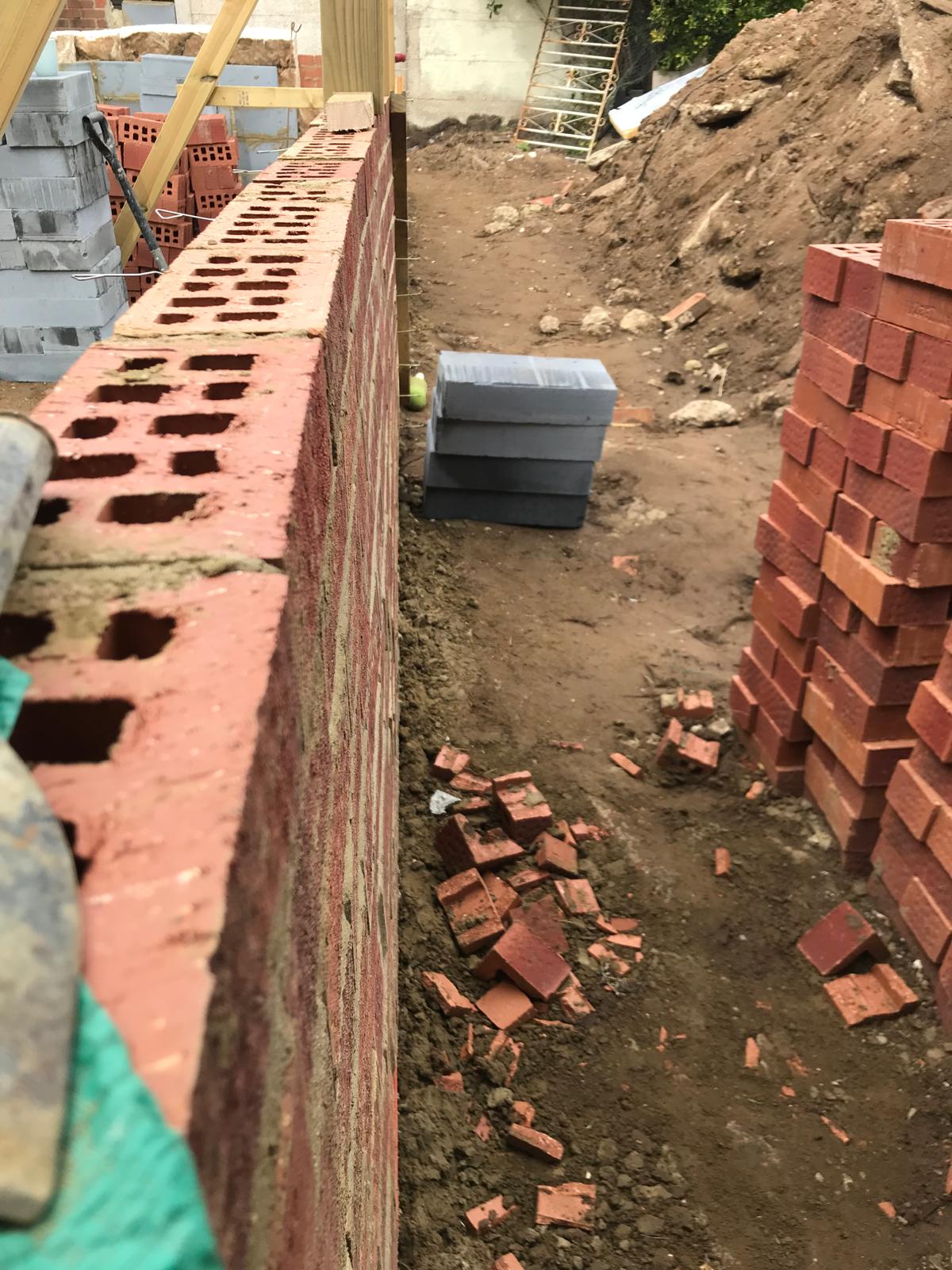 Wall line on an extension project in Kent
