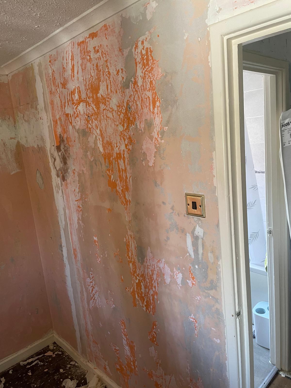 Wall preparation on a painting and decorating job in Kent