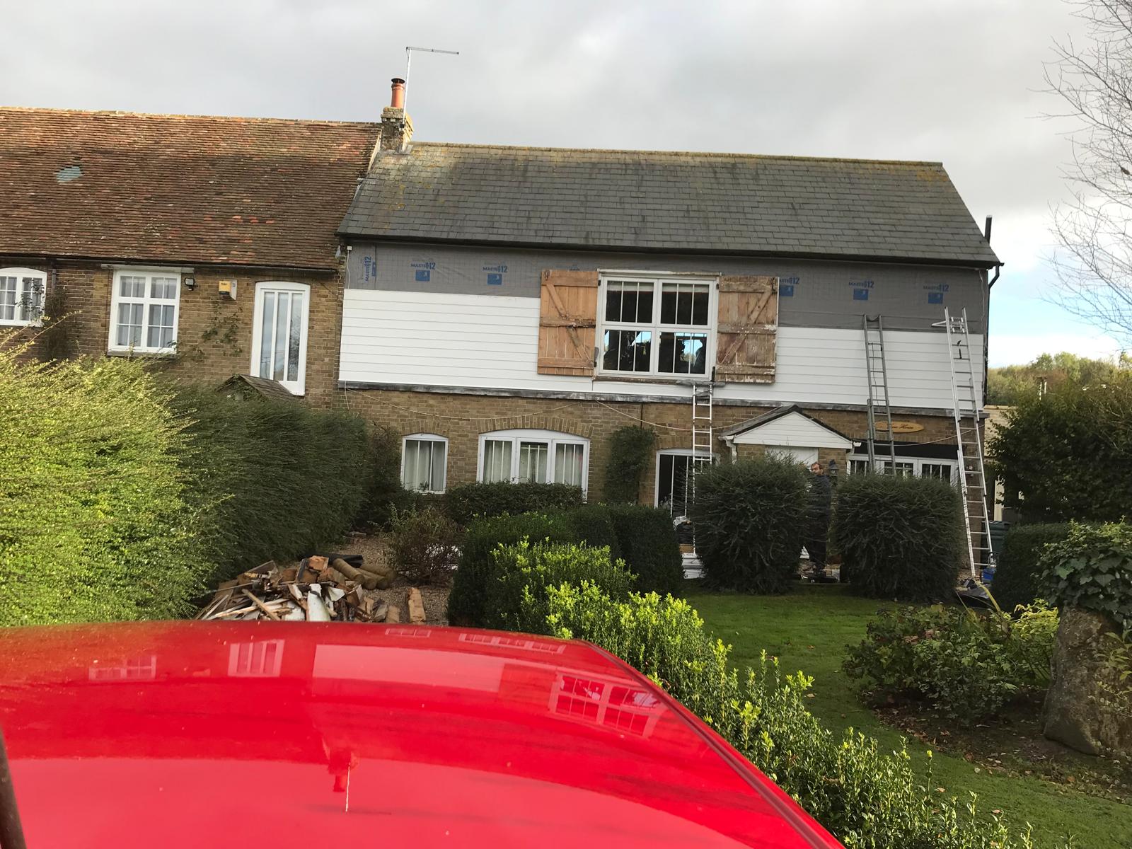 White cladding installation