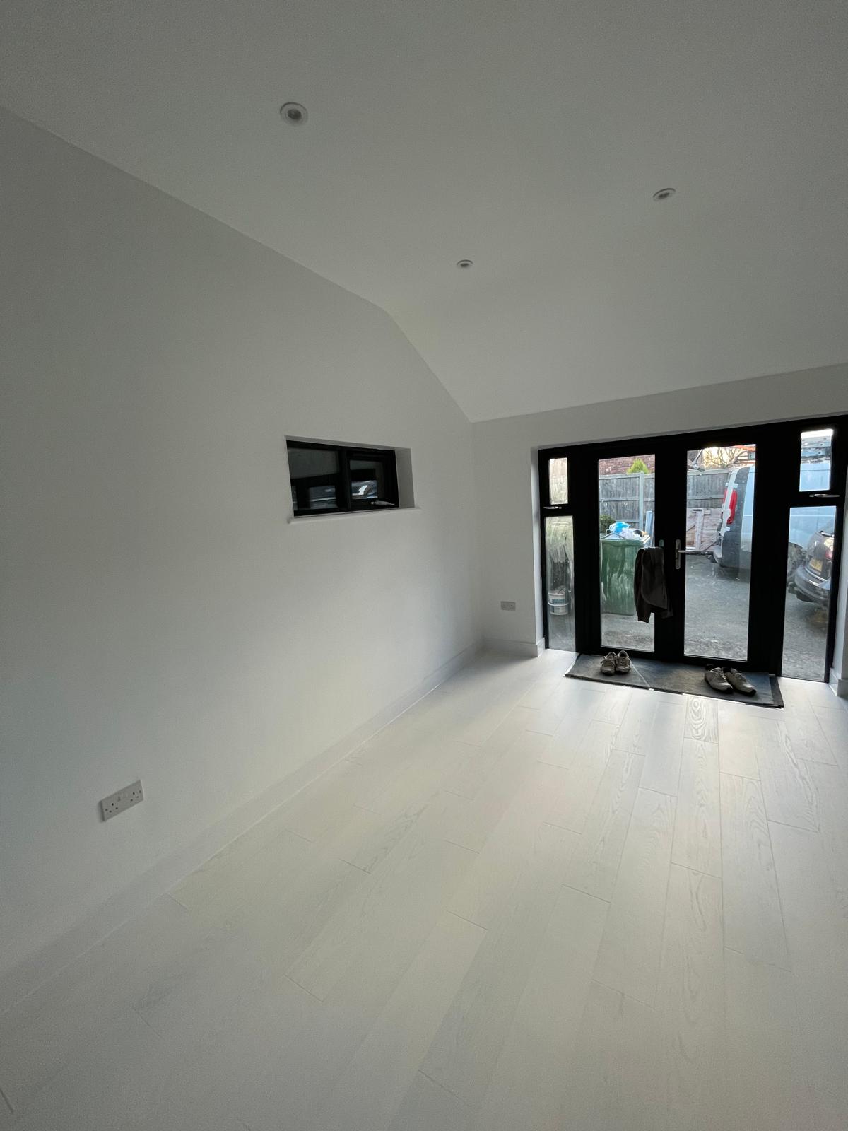 White painted completed area on a conversion project in Kent