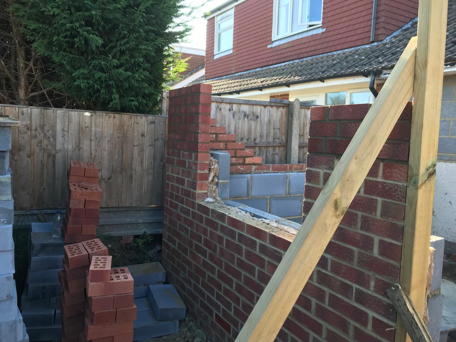 Window area brick work on an extension project