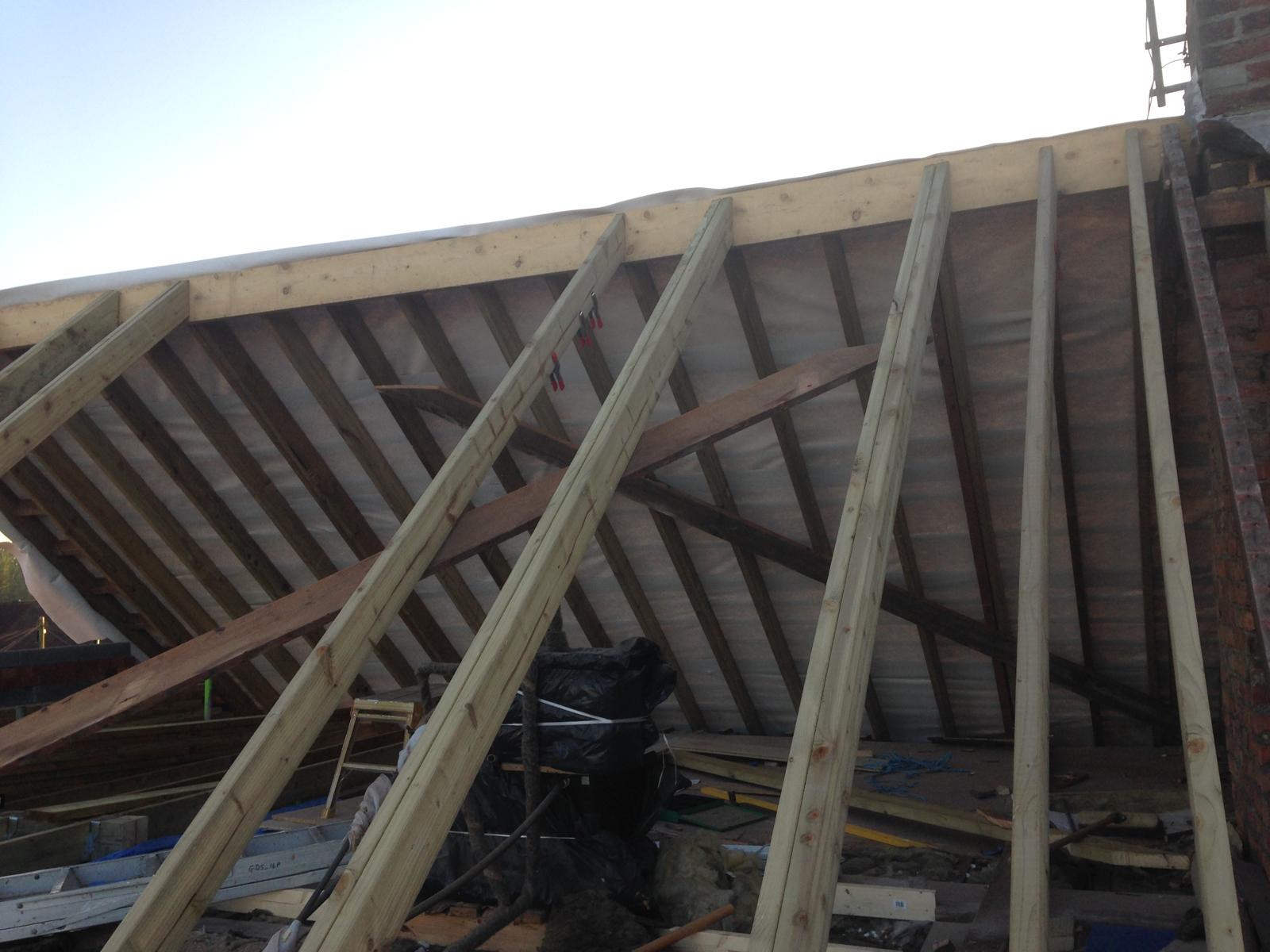 Wood structure on a roof installation