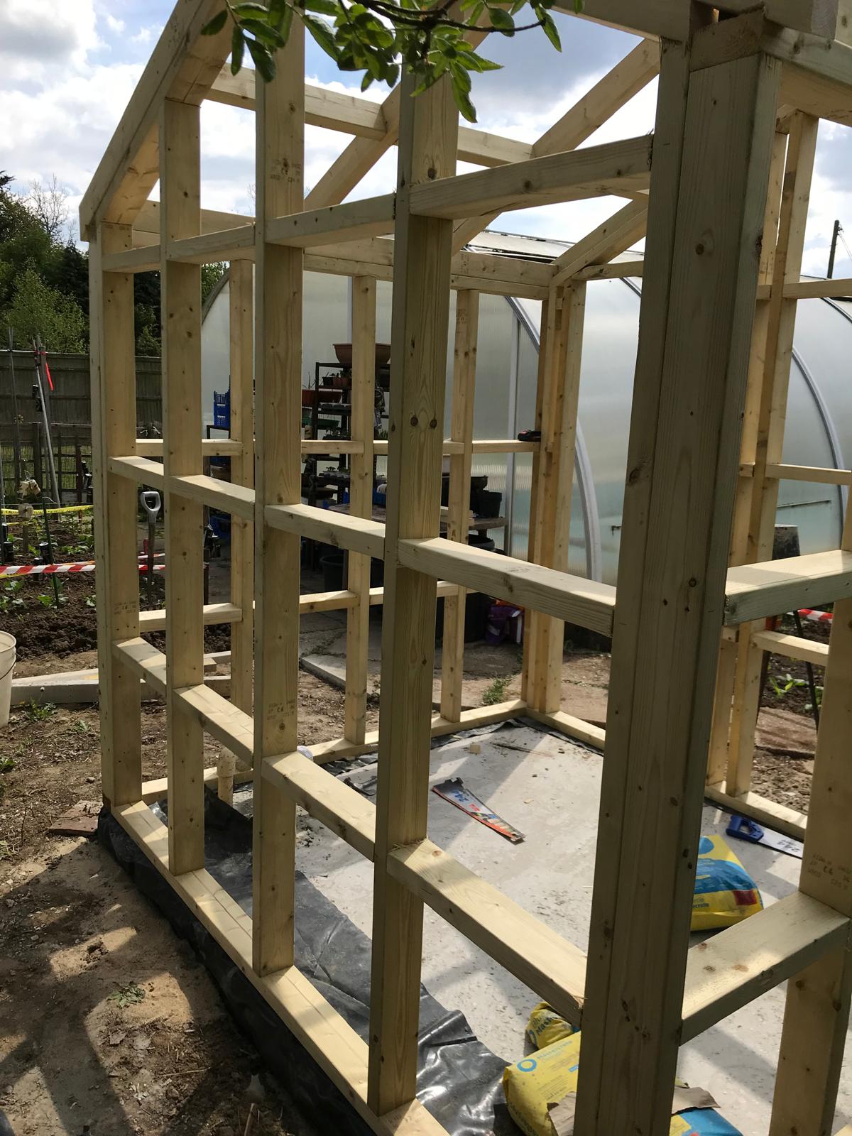Wood structure on custom shed build project
