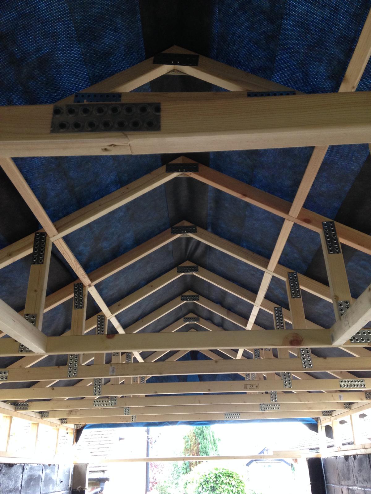 Wooden structure of a roofing installation project in Kent