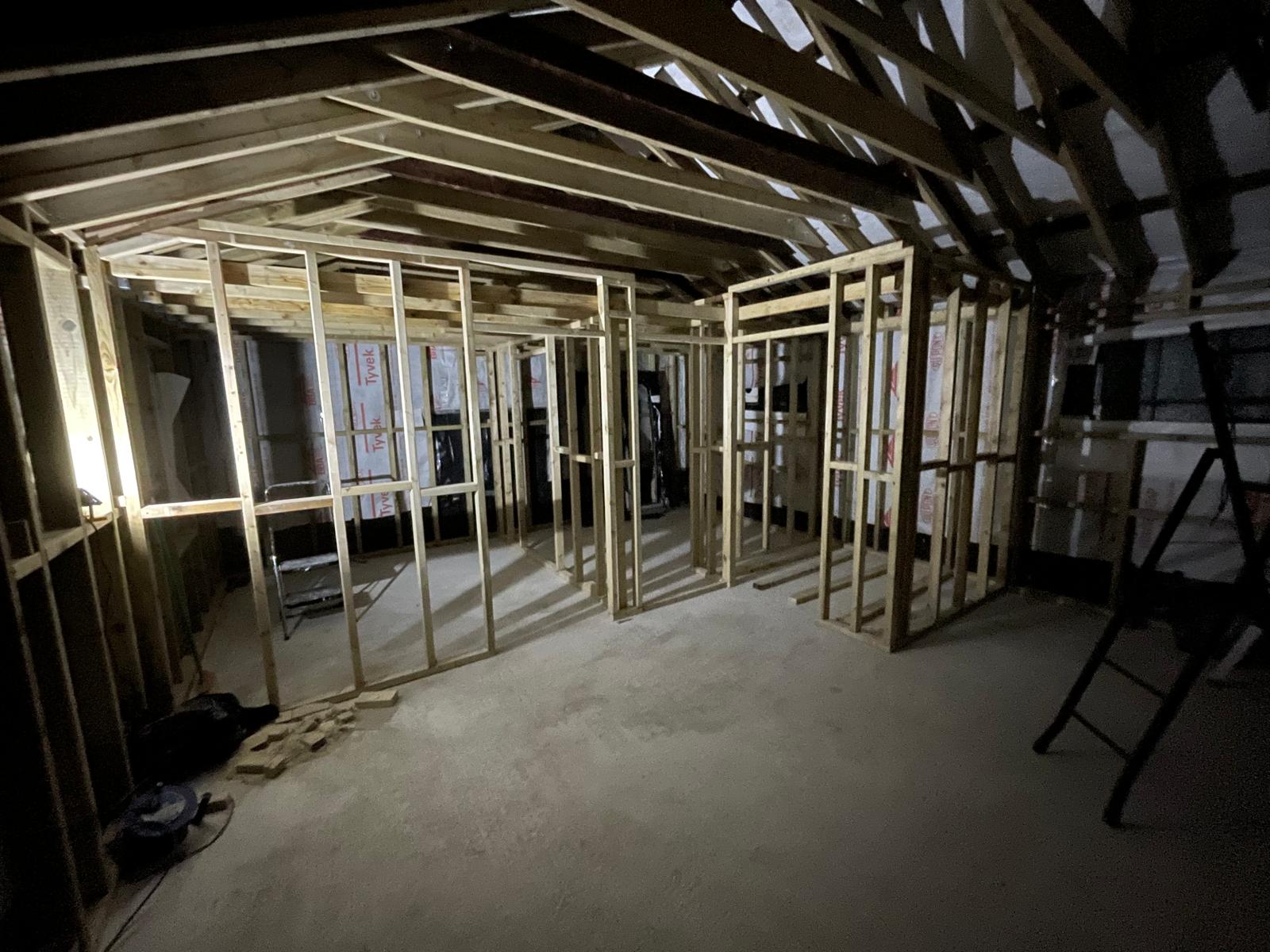 Wooden stud framework for a conversion project in Kent