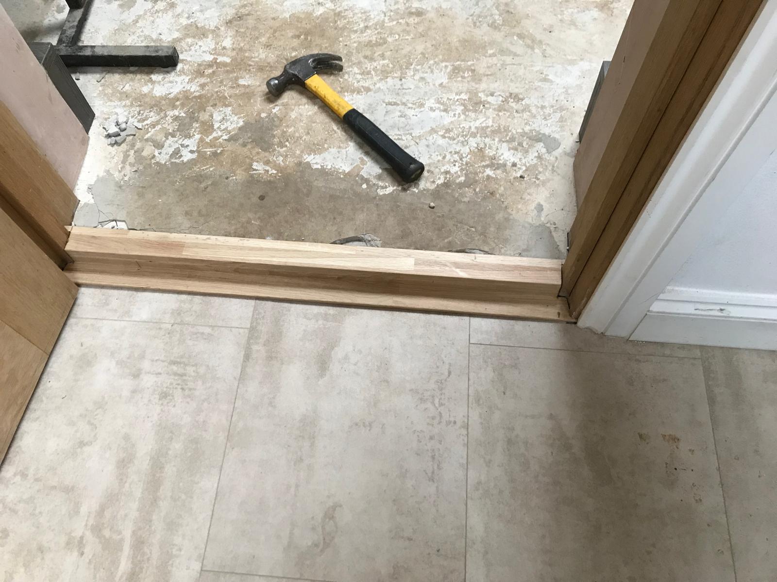 Wooden threshold installed on local kitchen extension project