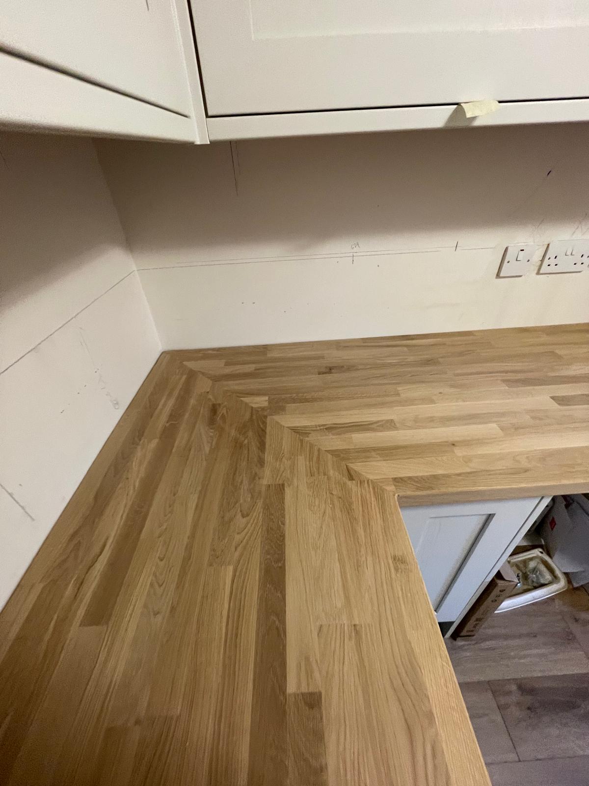 Worktop corner installation for a kitchen project in Kent