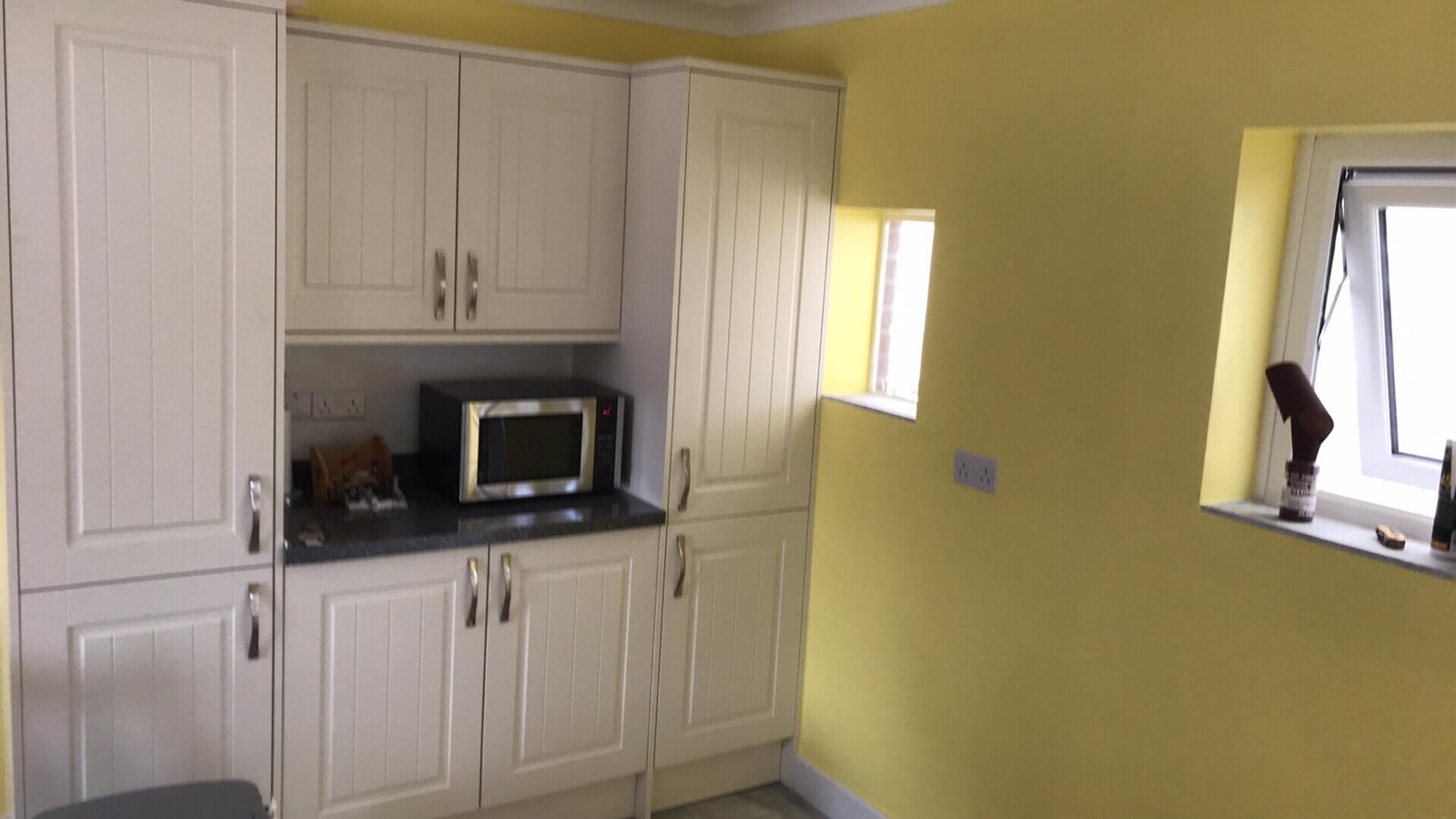 Yellow painted walls for the kitchen installations project