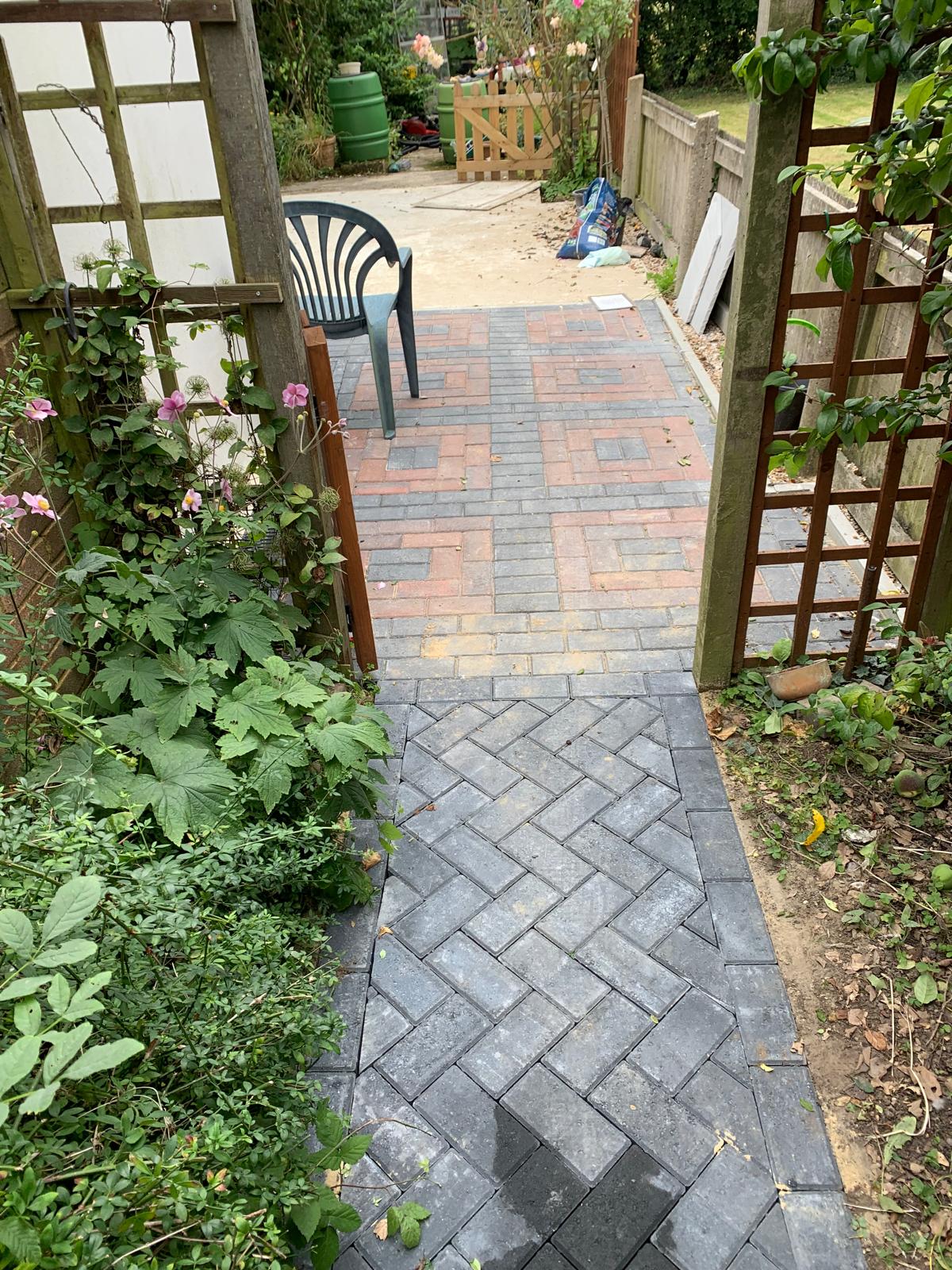 Zig zag block paving pathway project in Kent